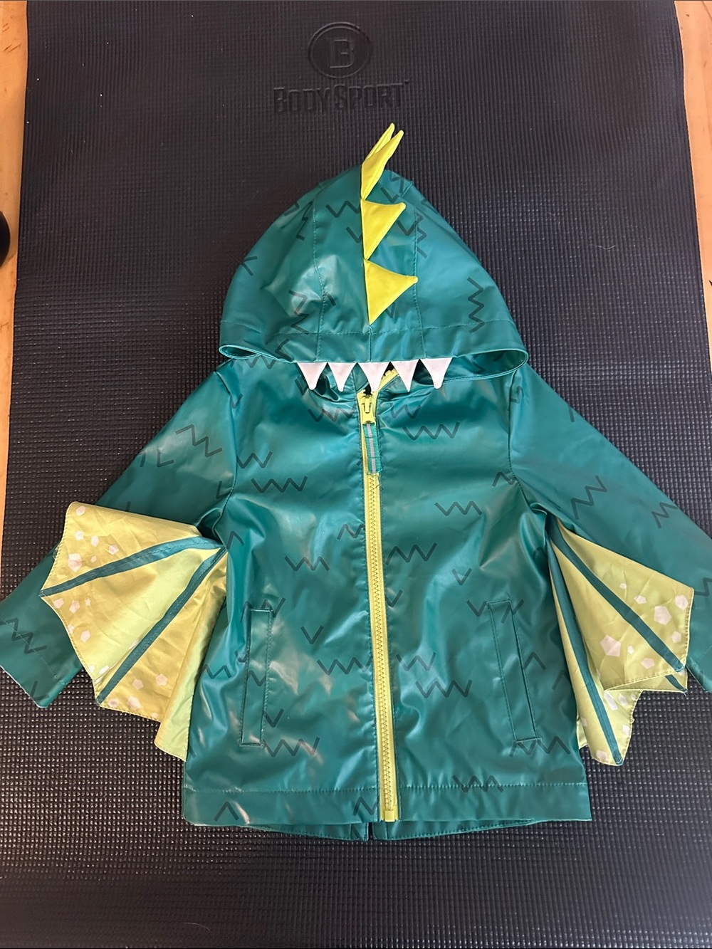 Cat & Jack Teal and Yellow Dino Hooded Costume Jacket